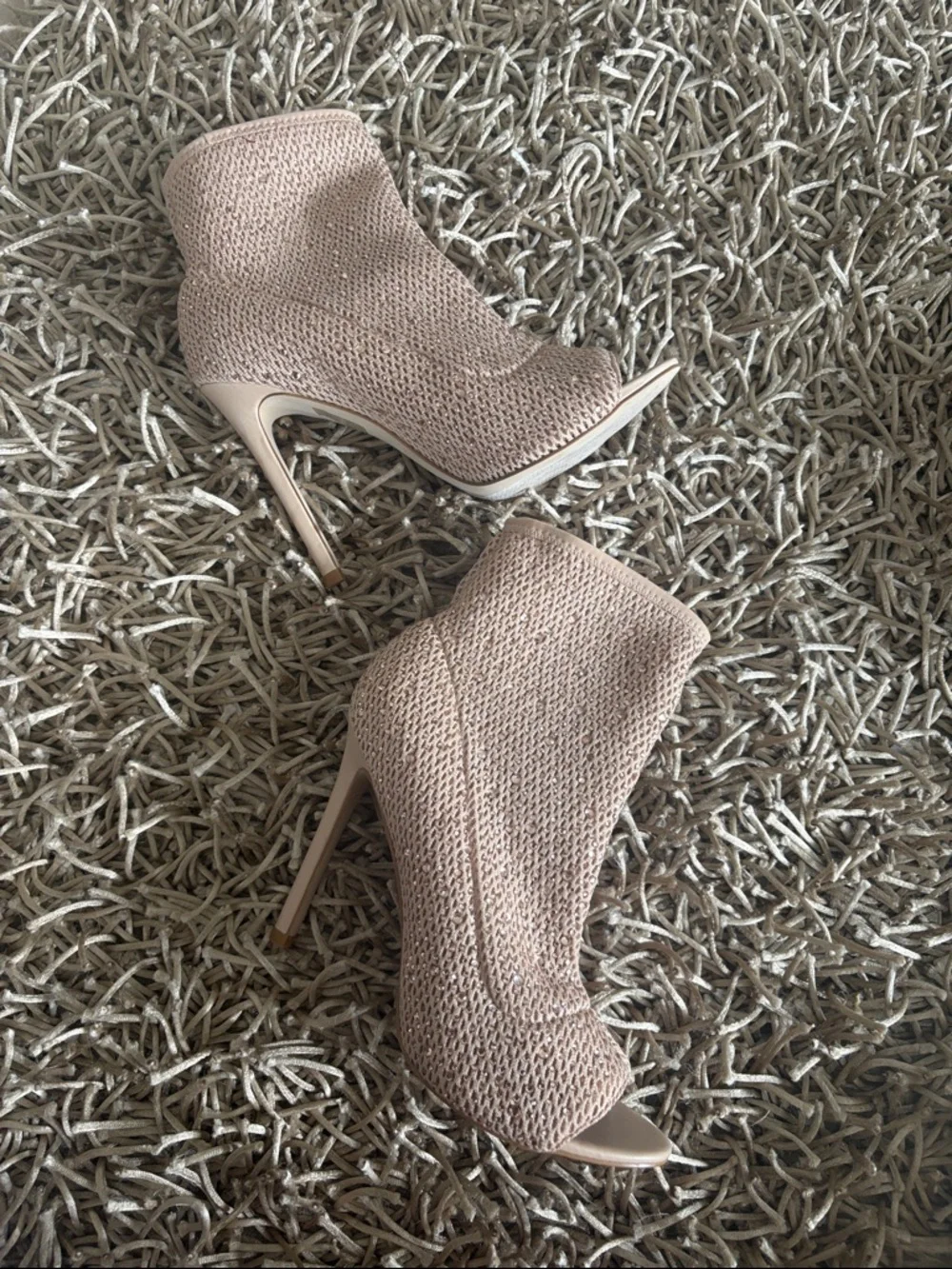 Aldo Beige Knit Peep-Toe Stiletto Booties - Picture 7 of 7
